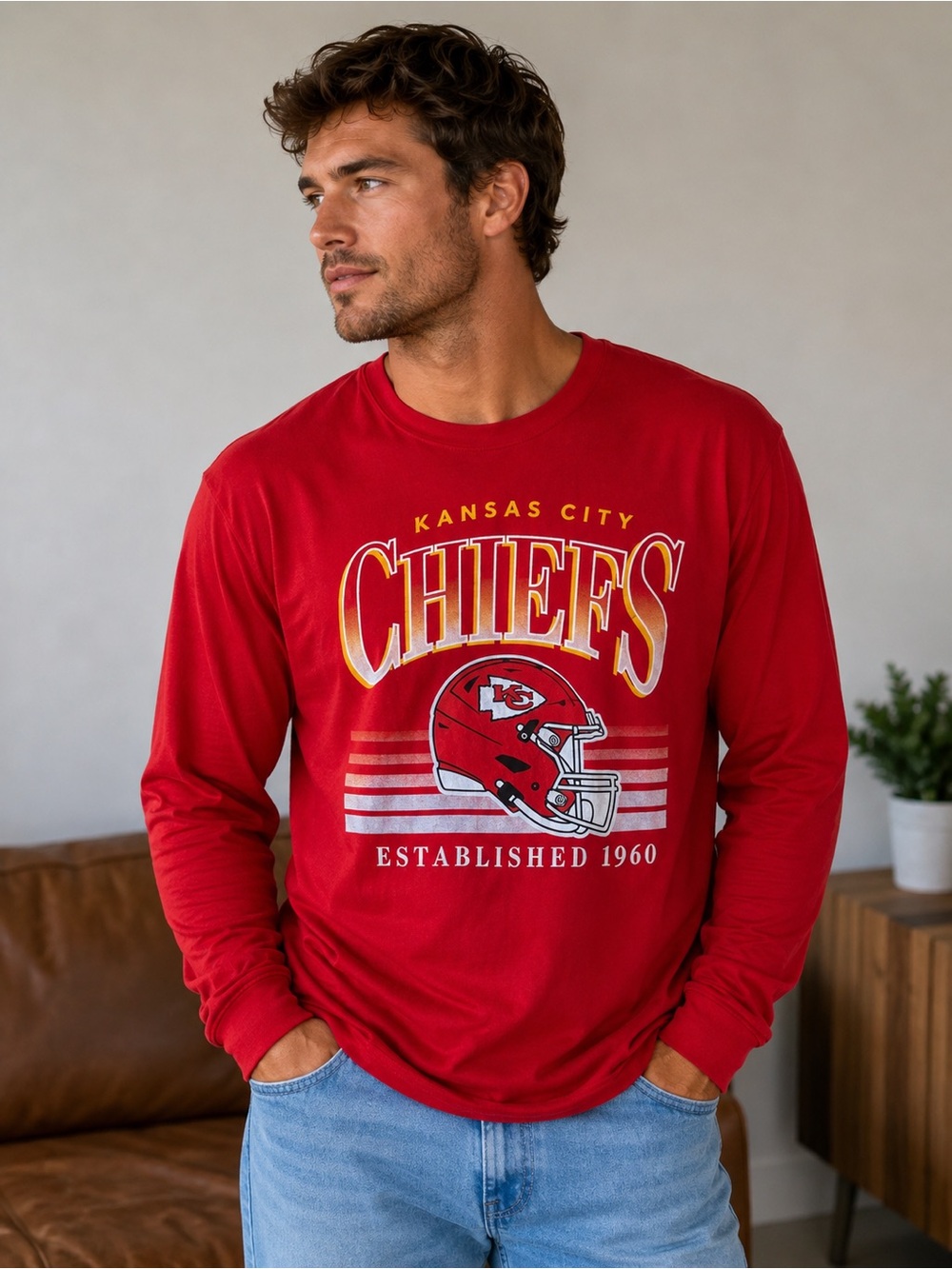 Kansas City Chiefs Red Long-Sleeve Graphic Tee